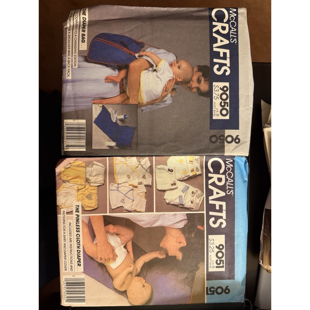 Lot Of 2 Vintage McCall's 9050 & 9051 Patterns - Diapers & Diaper Bag
